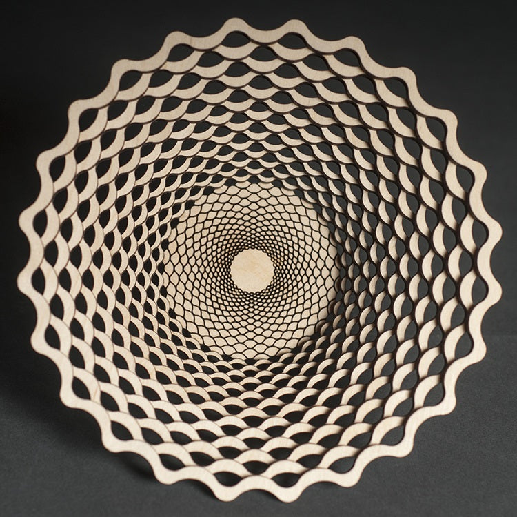 Handcrafted 9" Birch Plywood Weave Bowl Top View