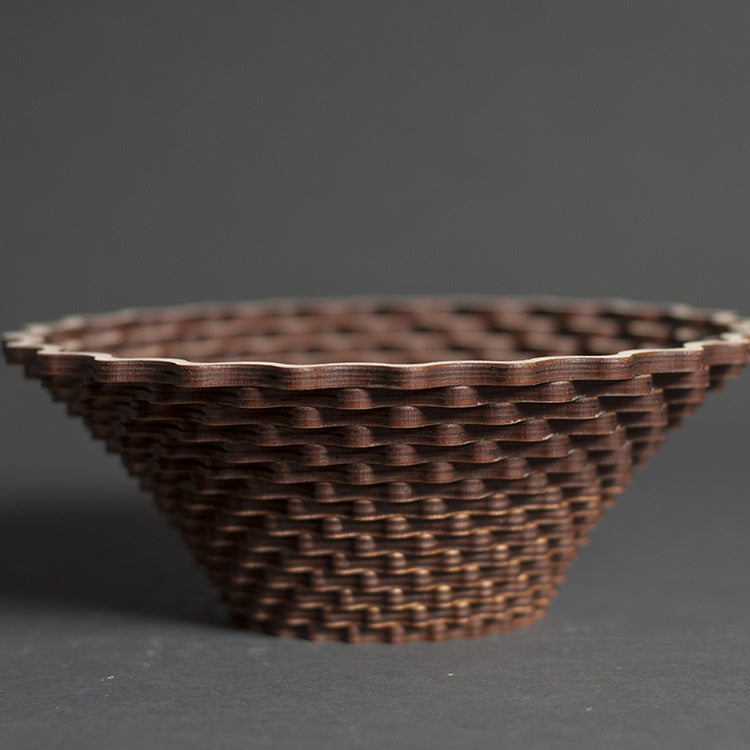 Handcrafted 9" Birch Plywood Weave Bowl Side view