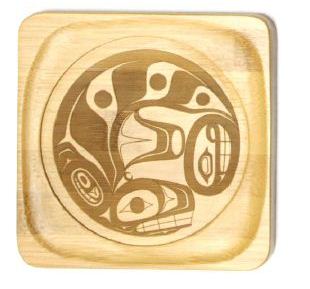 Organic Bamboo Laser Engraved Whale Coaster Set