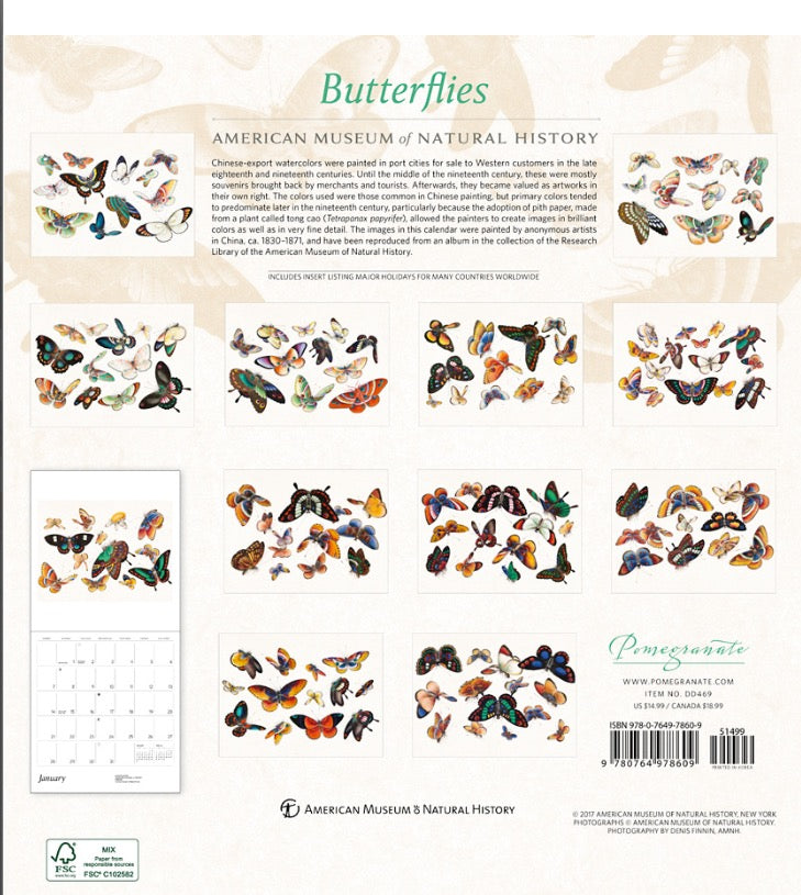 AMNH 2018 Butterflies Wall Calendar