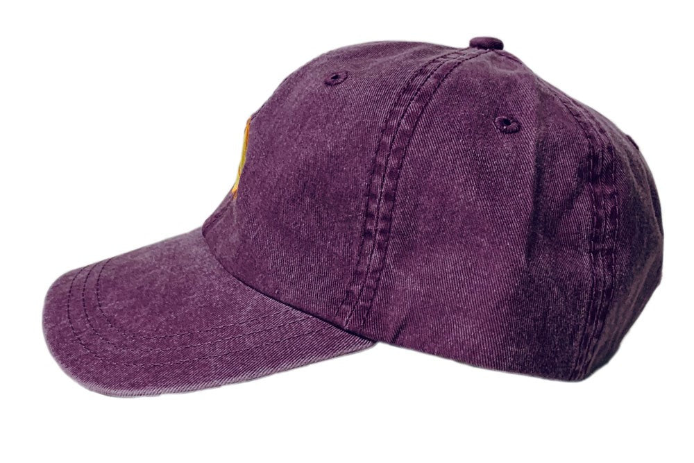 Adult Plum Cap with Yellow Embroidered Butterfly