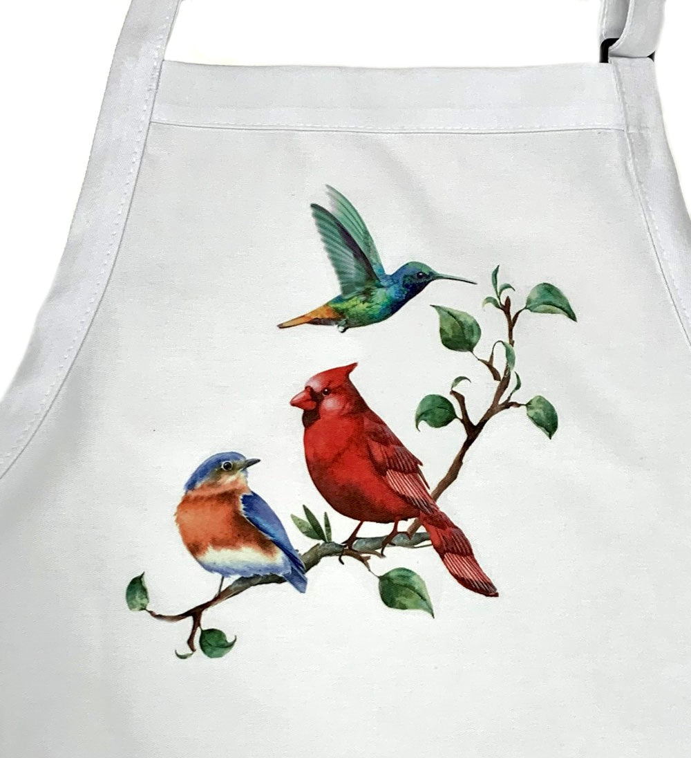 Holiday Birds Butcher Style Apron Detail