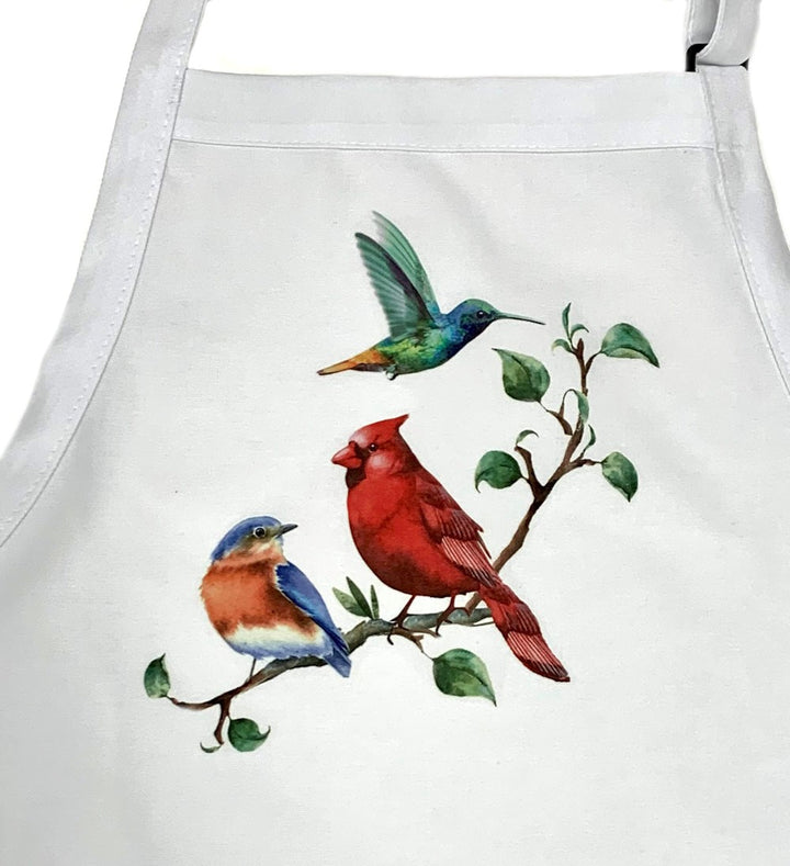 Holiday Birds Butcher Style Apron Detail