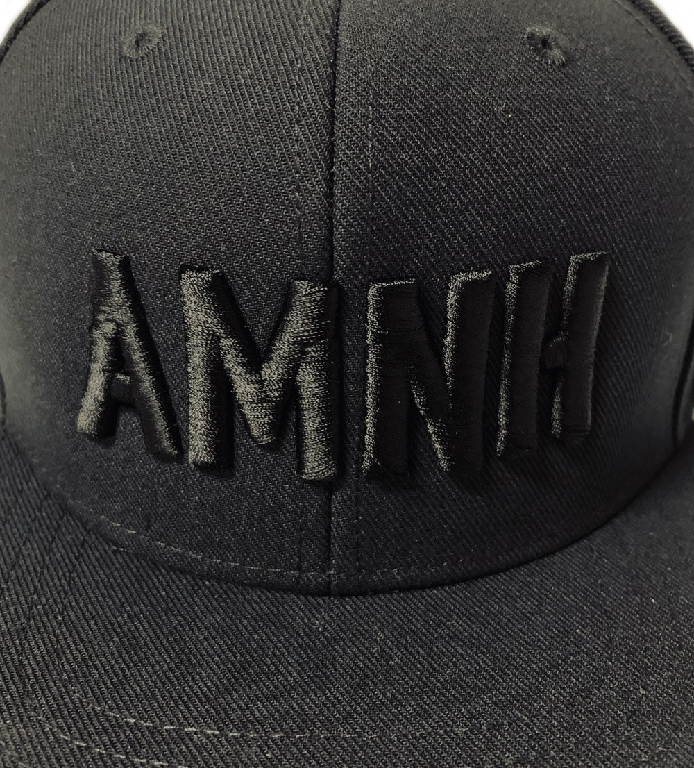 Adult Black Embroidered AMNH Flat Brim Cap