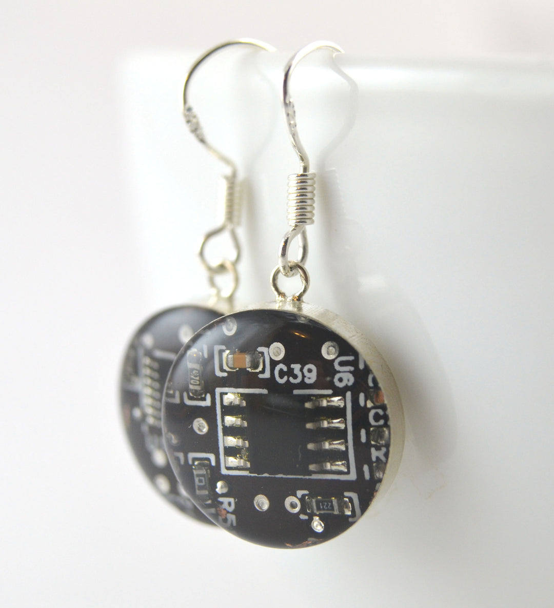 Circuit Board Earrings with Sterling Silver Findings