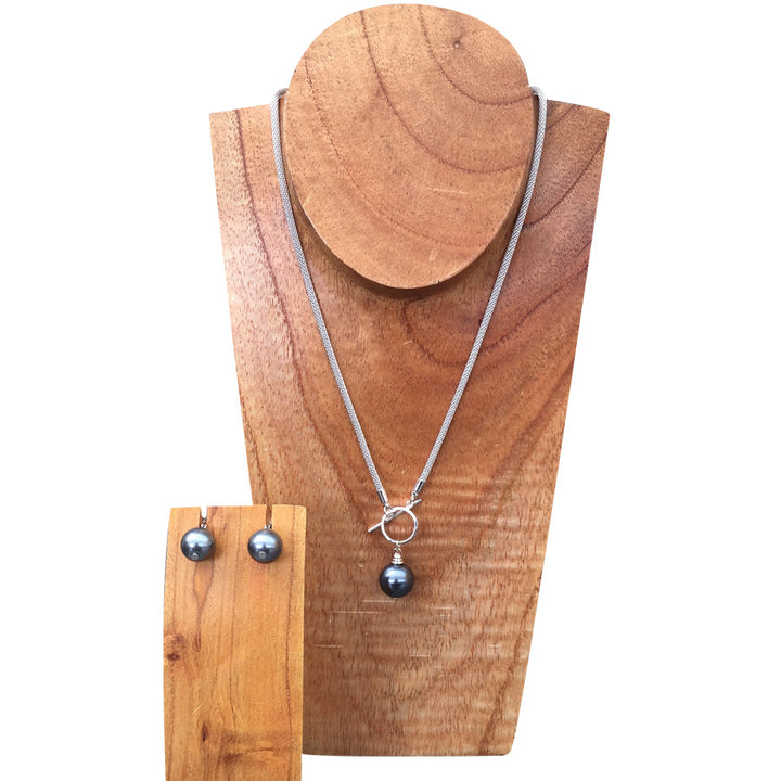 Sea Lily™ Shell Pearl Necklace and Earrings Set