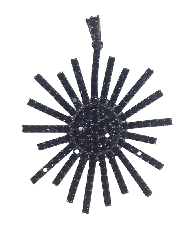 Baroque Pearl Necklace with Black Spinel Sun Charm