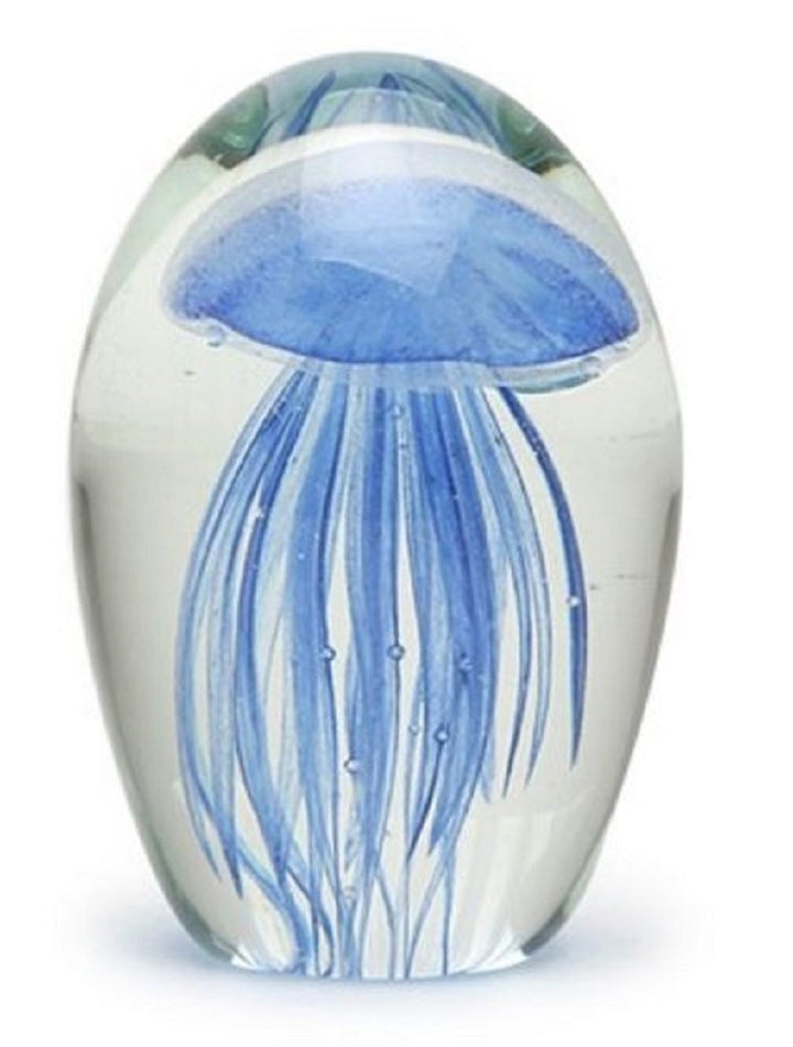 Blue Baby Jellyfish Glass Paperweight