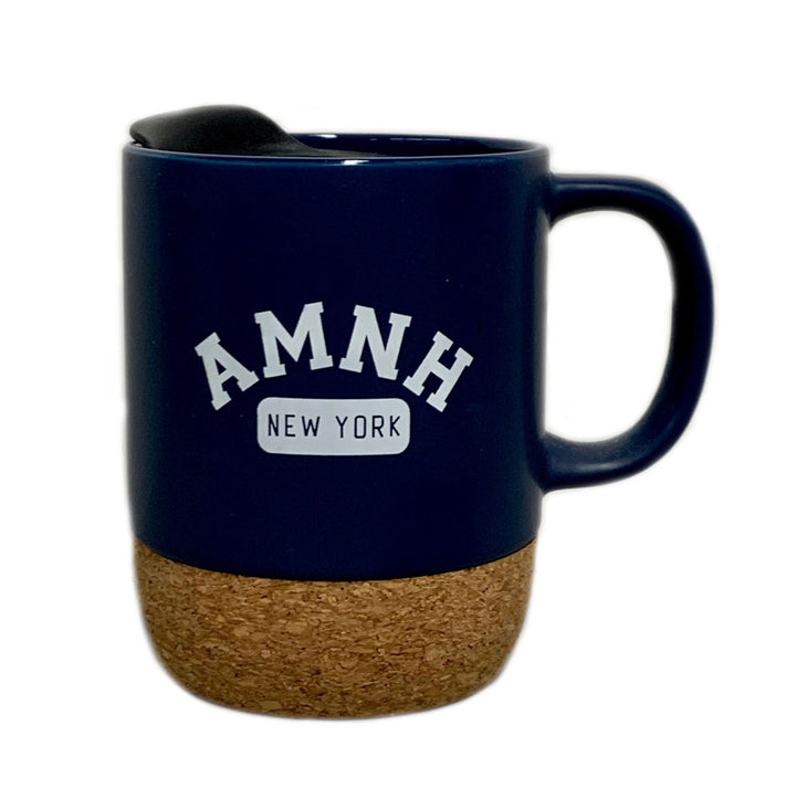 Navy AMNH Ceramic and Cork Travel Mug