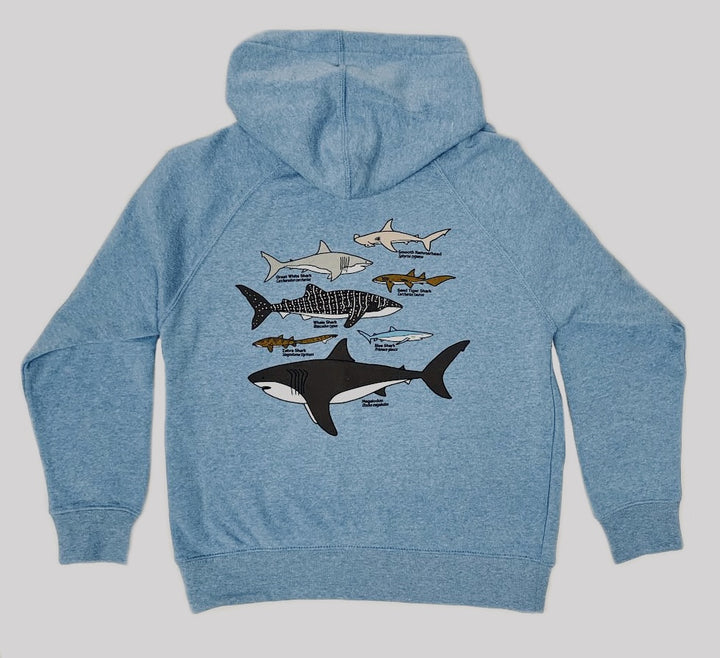 Youth Blue Fleece Shark Collage Hoodie