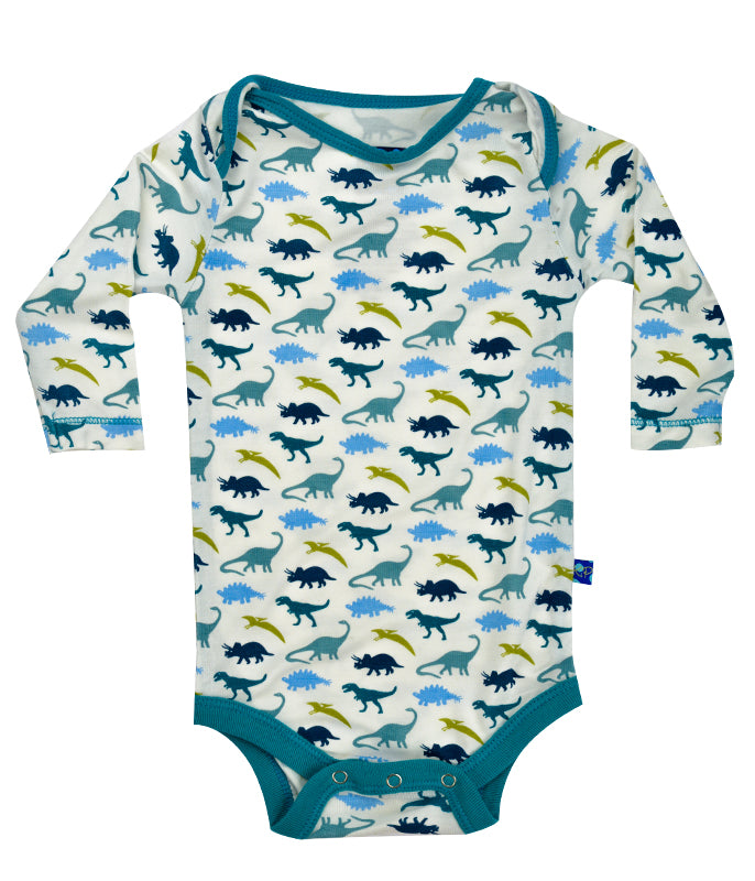 Blue Long Sleeve Dino Onesie