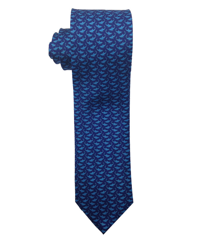 Blue Micro Shark Silk Tie