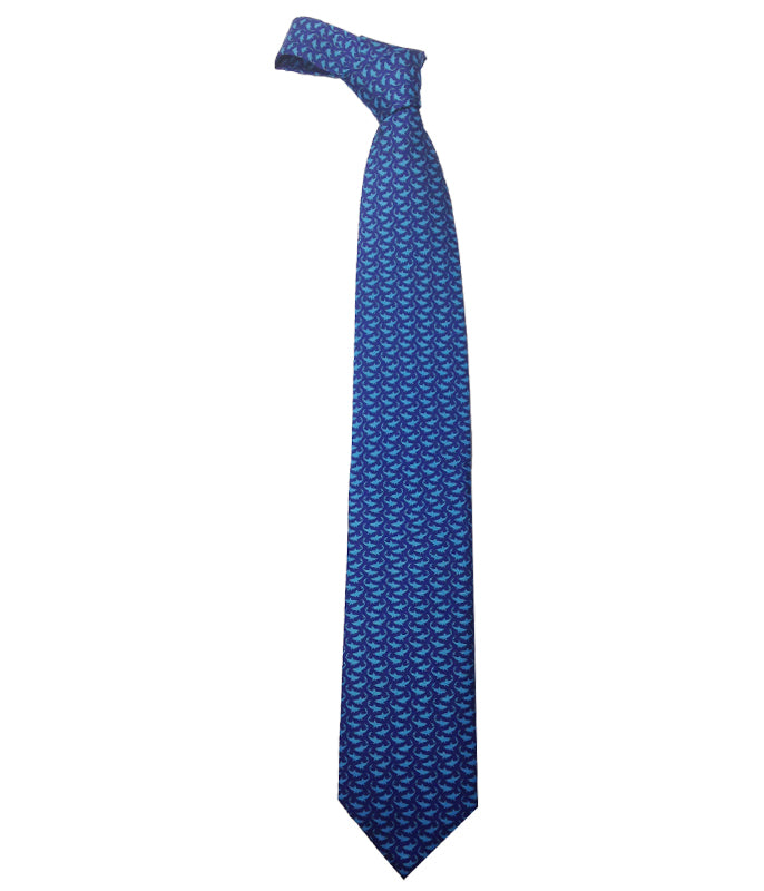 Blue Micro Shark Silk Tie