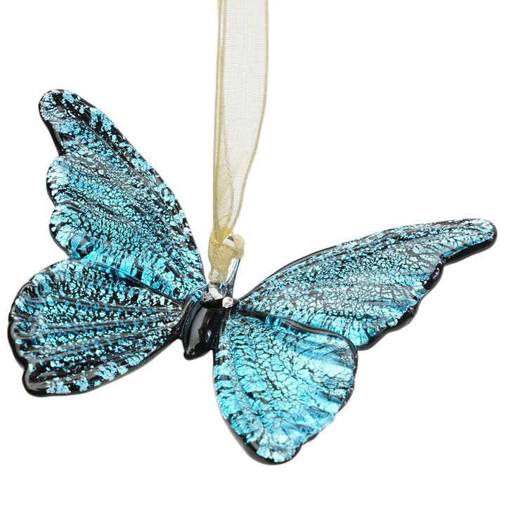 Glass Blue Morpho Butterfly Ornament