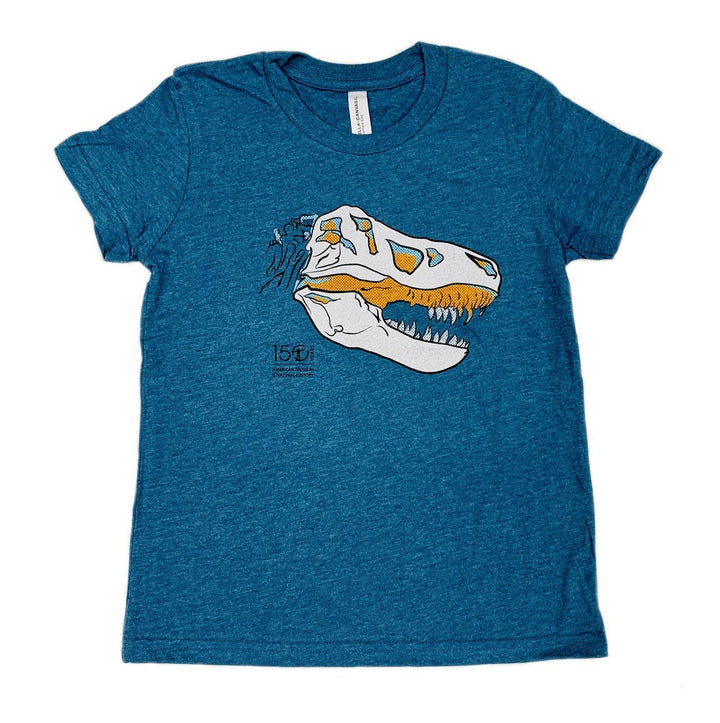 Youth Heather Blue T.Rex Skull T-Shirt