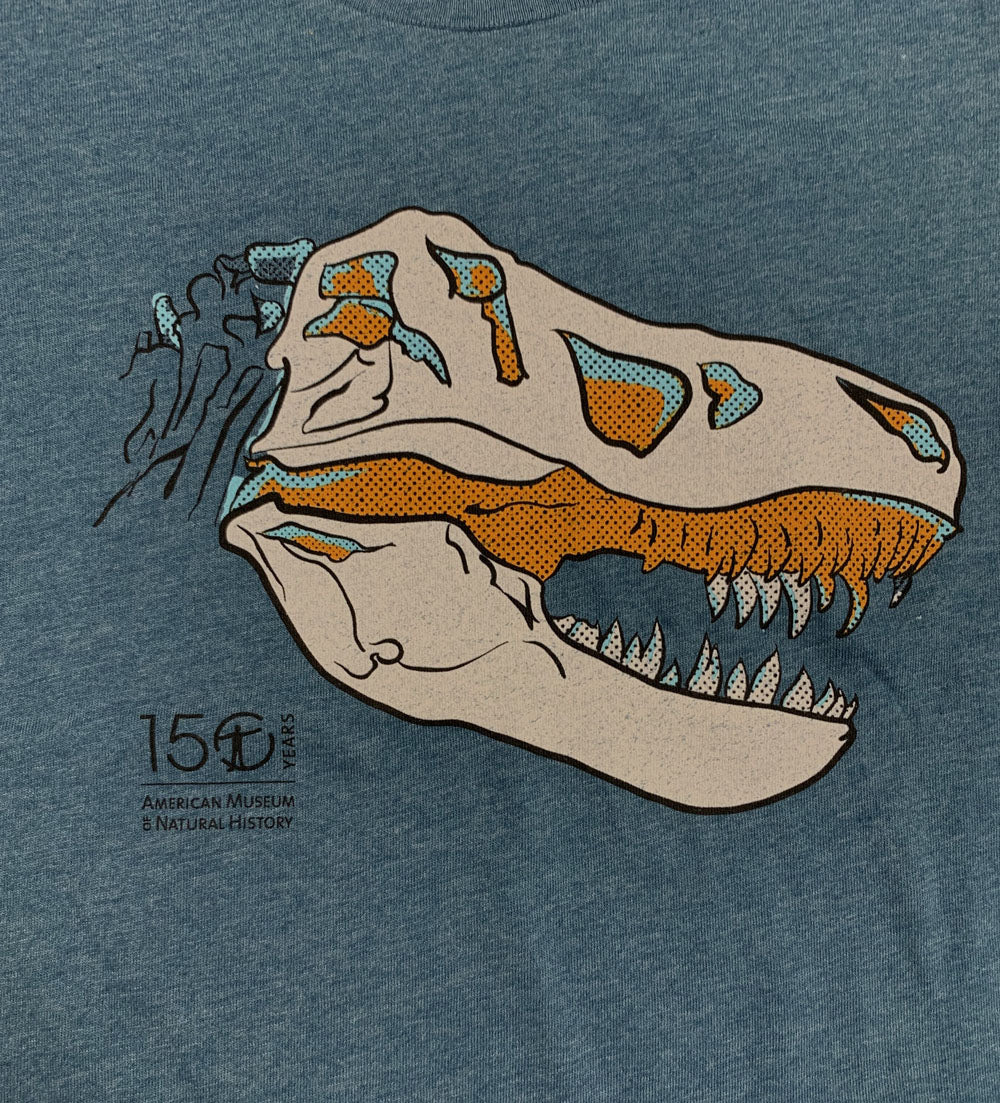 Youth Heather Blue T.Rex Skull T-Shirt
