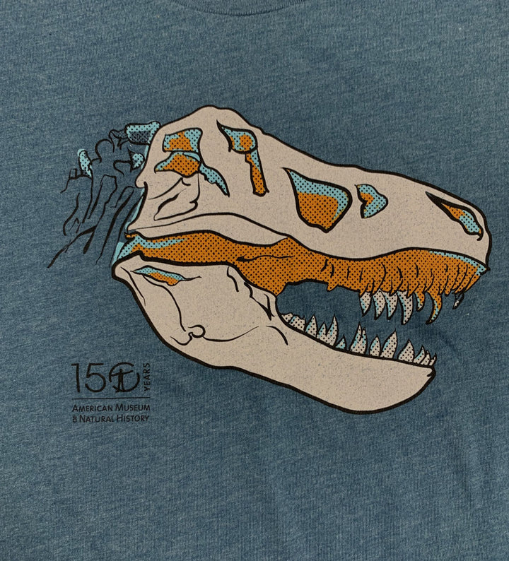 Youth Heather Blue T.Rex Skull T-Shirt