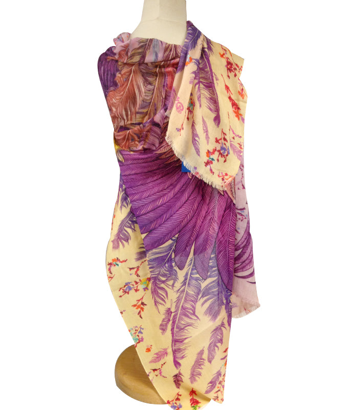 Blush Bohemain Bird Feathers All in One Scarf & Shawl