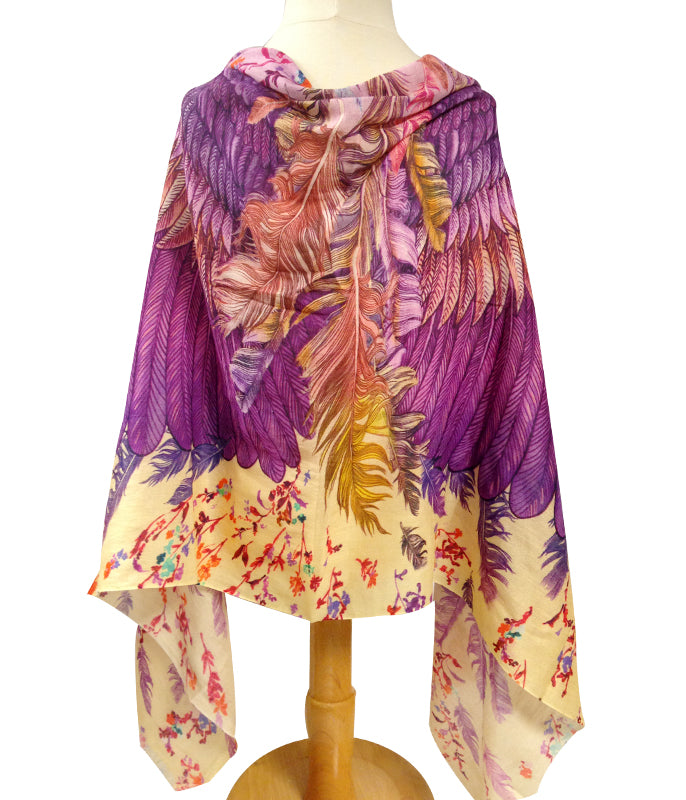 Blush Bohemain Bird Feathers All in One Scarf & Shawl