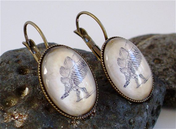 Stegosaurus Fossil Dangle Earrings