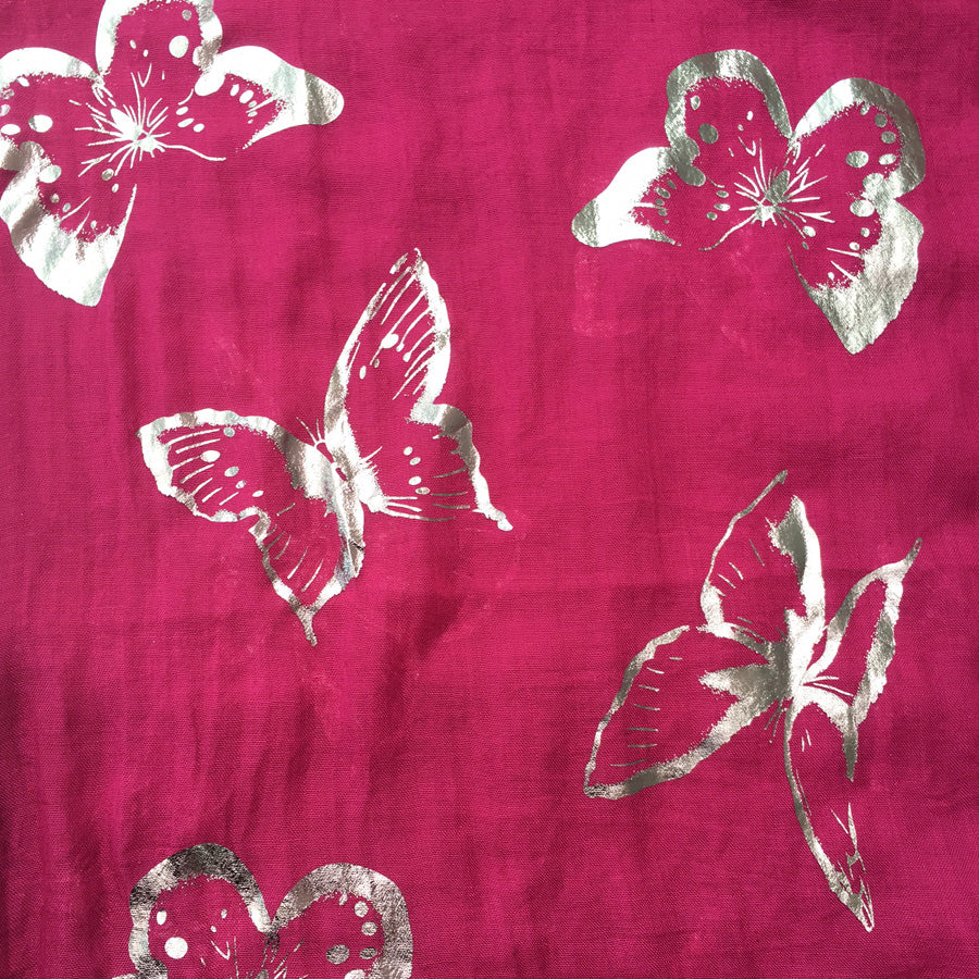 Burgundy Butterfly Foil Scarf