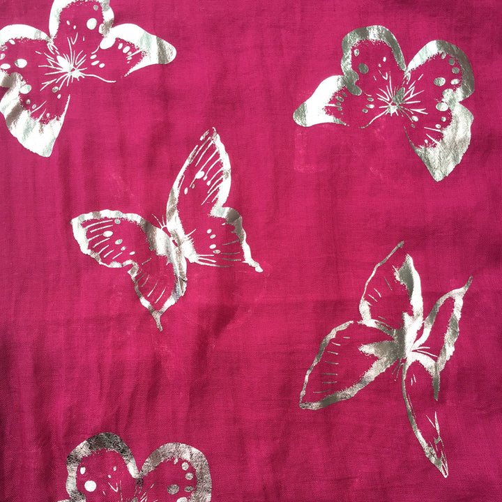 Burgundy Butterfly Foil Scarf
