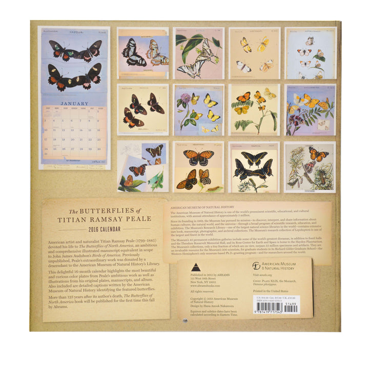 Butterflies of Titian Ramsay Peale 2016 Wall Calendar