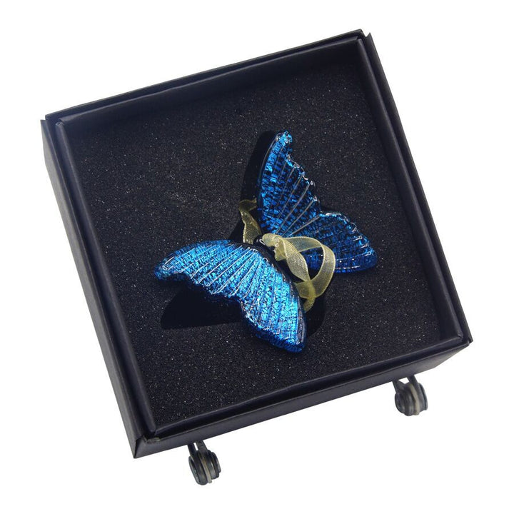 Glass Blue Morpho Butterfly Ornament