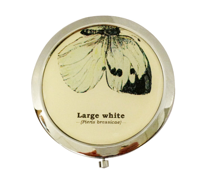 Large White Butterfly Pocket Mirror
