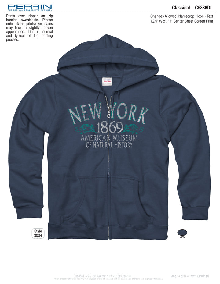 Ladies New York 1869 Zip Hoodie