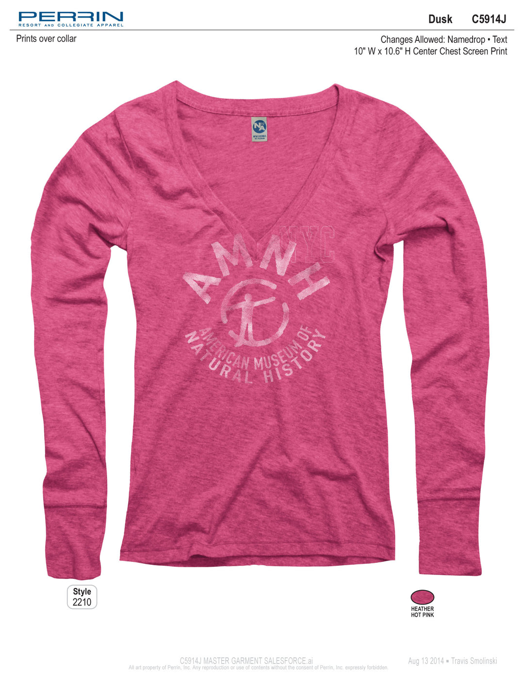 Junior's V-Neck AMNH Long Sleeve Tee