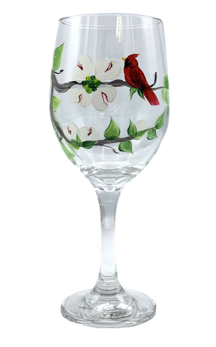 Handpainted Songbird Wine Glass - Asst Styles