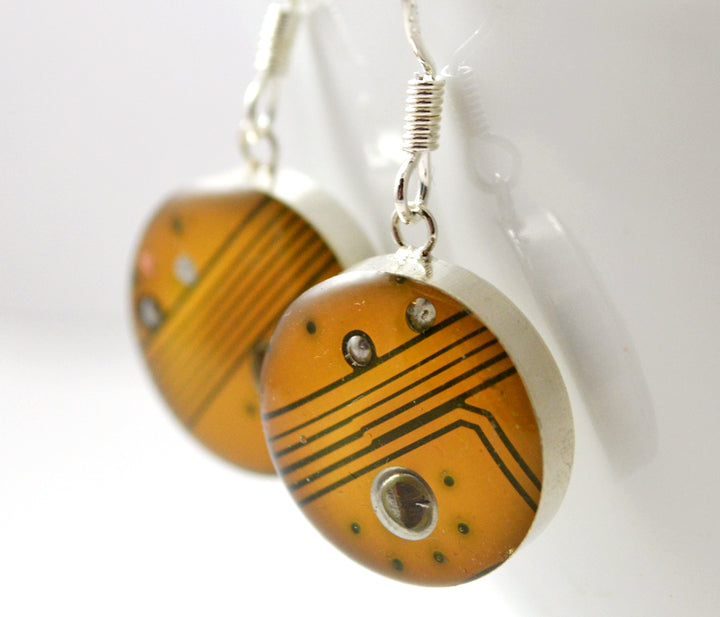 Circuit Board Earrings with Sterling Silver Findings