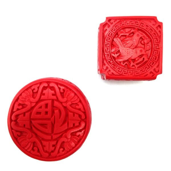 Round Red Cinnabar Trinket Box