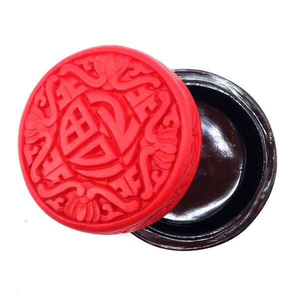 Round Red Cinnabar Trinket Box