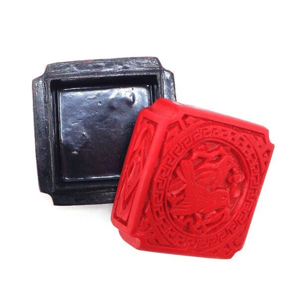 Tiny Square Cinnabar Trinket Box