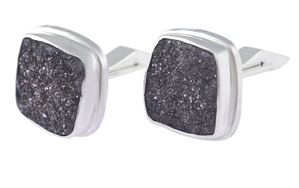 Quartz Drusy and Sterling Silver Cufflinks