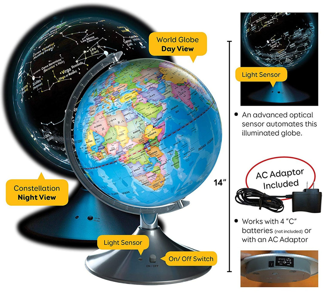 2-In-1 Illuminated Earth and Constellation Globe