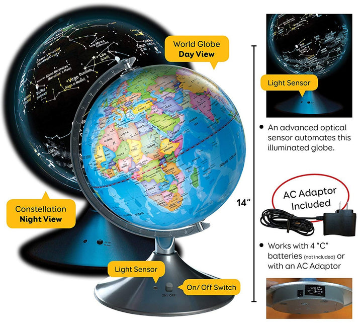 2-In-1 Illuminated Earth and Constellation Globe