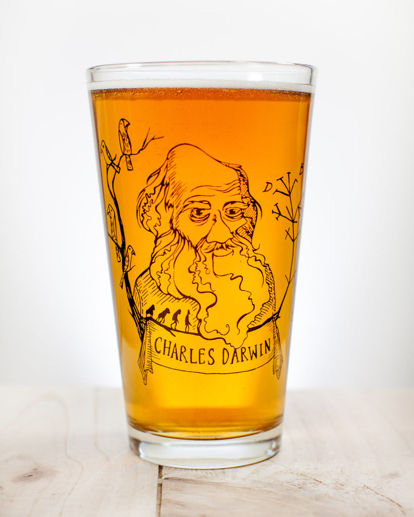 Charles Darwin Heroes of Science Pint Glass