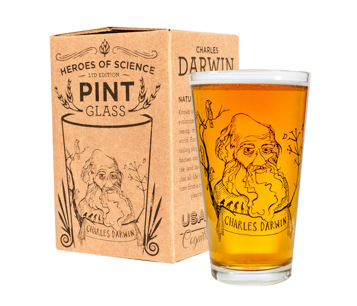Charles Darwin Heroes of Science Pint Glass