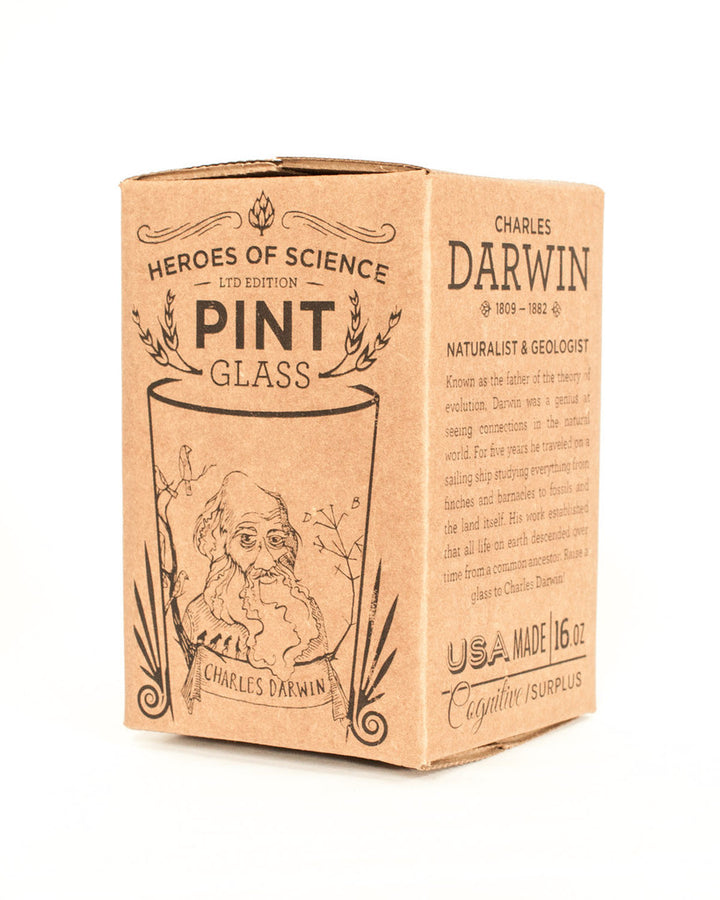 Charles Darwin Heroes of Science Pint Glass