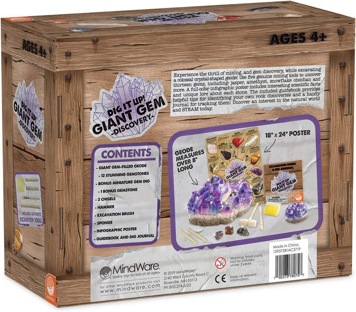 Dig It Up! Giant Gem Discovery Kit Box Back