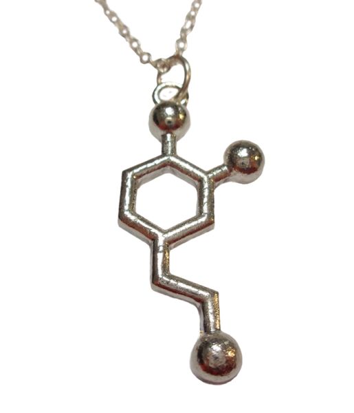Dopamine molecule sterling silver necklace