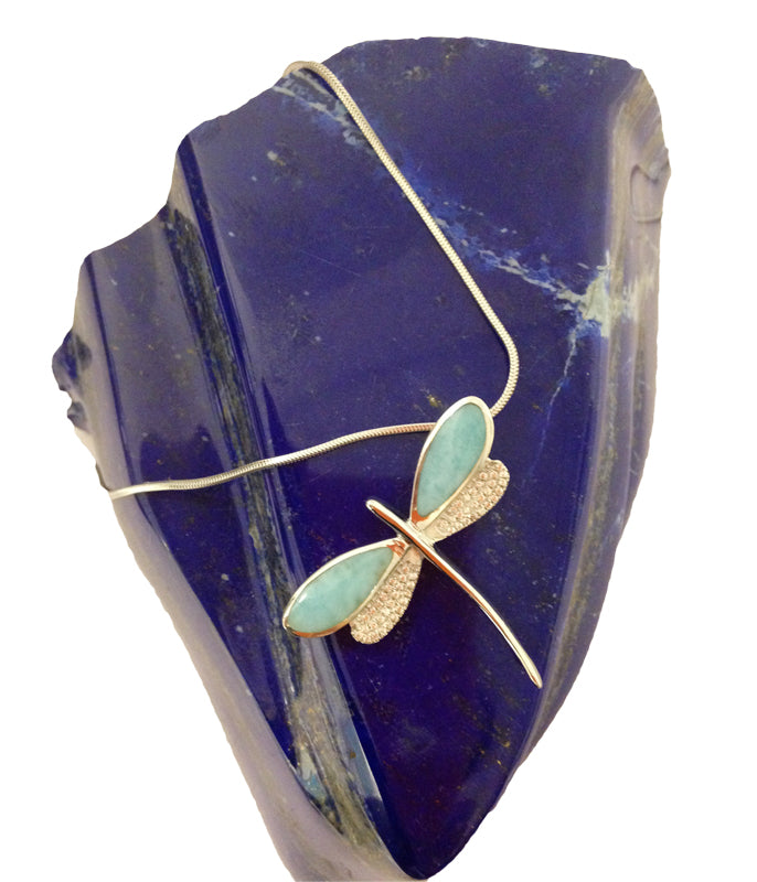 Larimar Dragonfly Necklace by MarahLago