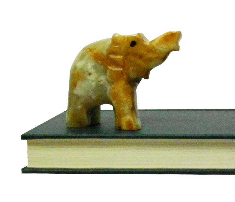 Carved Elephant Banded Onyx Figurine