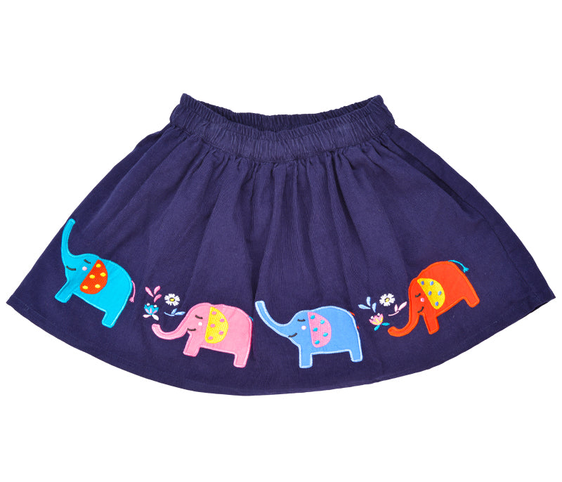 Girls Elephant Appliqué Skirt