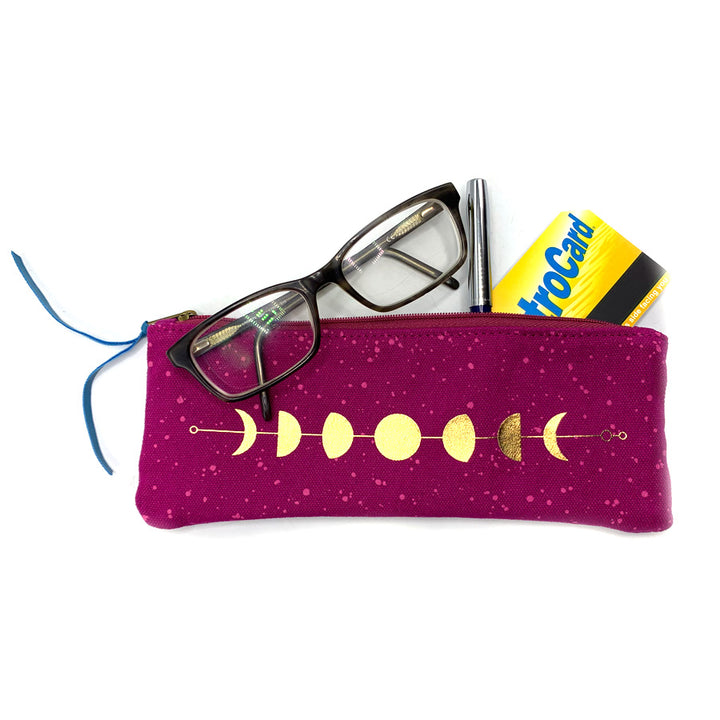 Magenta Moon Phases Eyeglasses Case