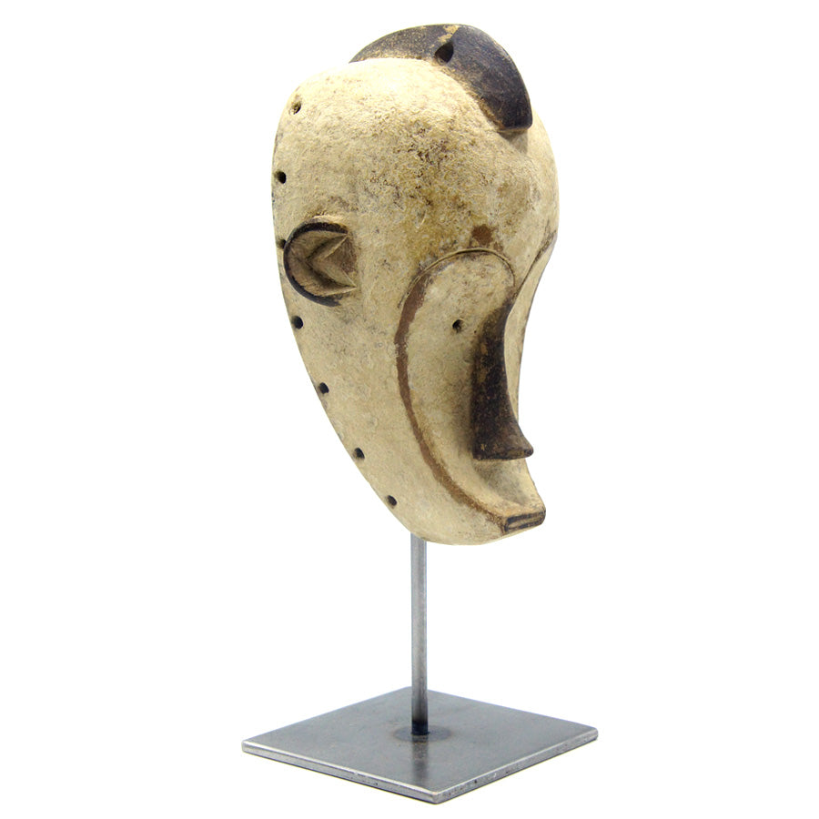 Handcrafted Wooden Fang Mask On Stand