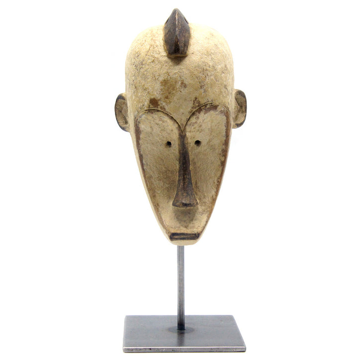 Handcrafted Wooden Fang Mask On Stand
